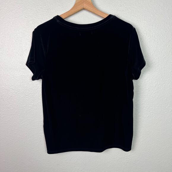Abercrombie & Fitch Women's Size Small Black Velvet Short Sleeve Stretch Top - Picture 5 of 6